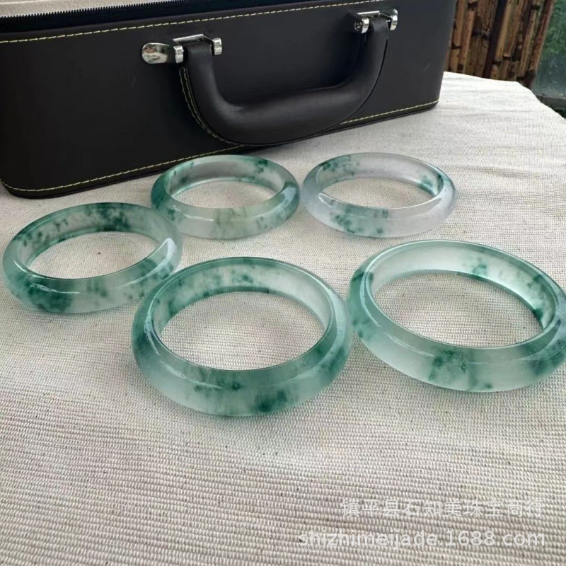 Ice Seed Splash Pattern Bracelet Jadeite Color Quartzite Jade Bracelet Imitation Single Dragon Jade Live Broadcast
