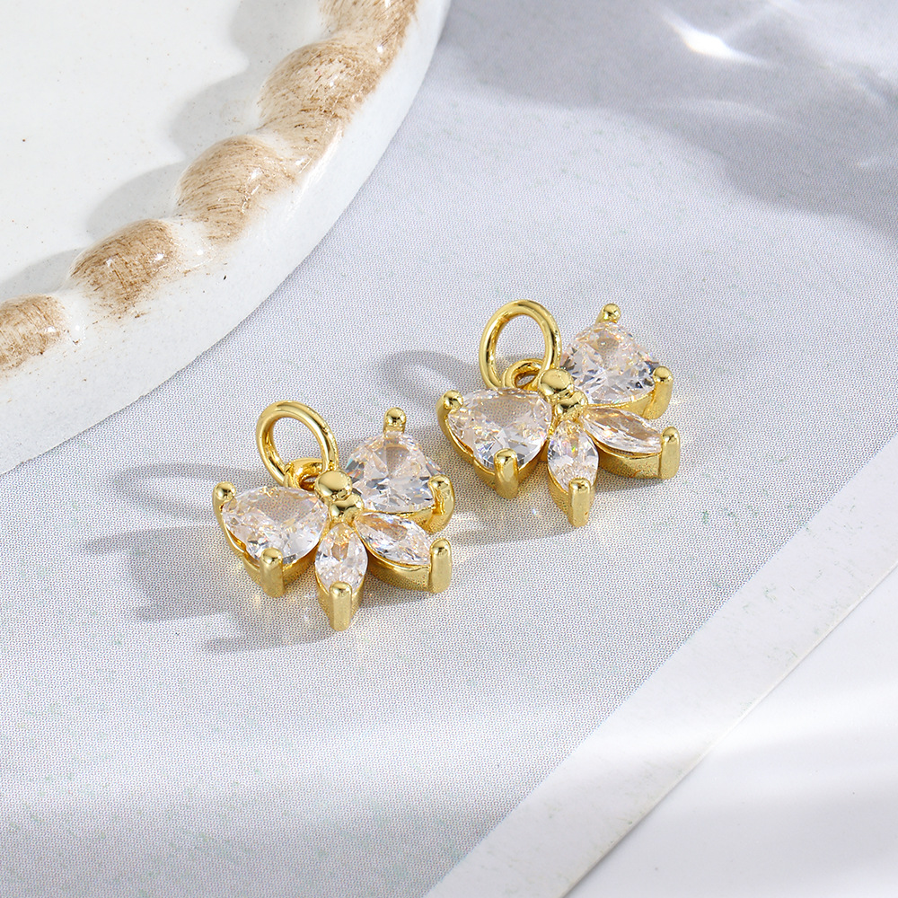 Niche simple set zircon butterfly & bow pendant DIY handmade necklace bracelet earring pendant jewelry accessories materials