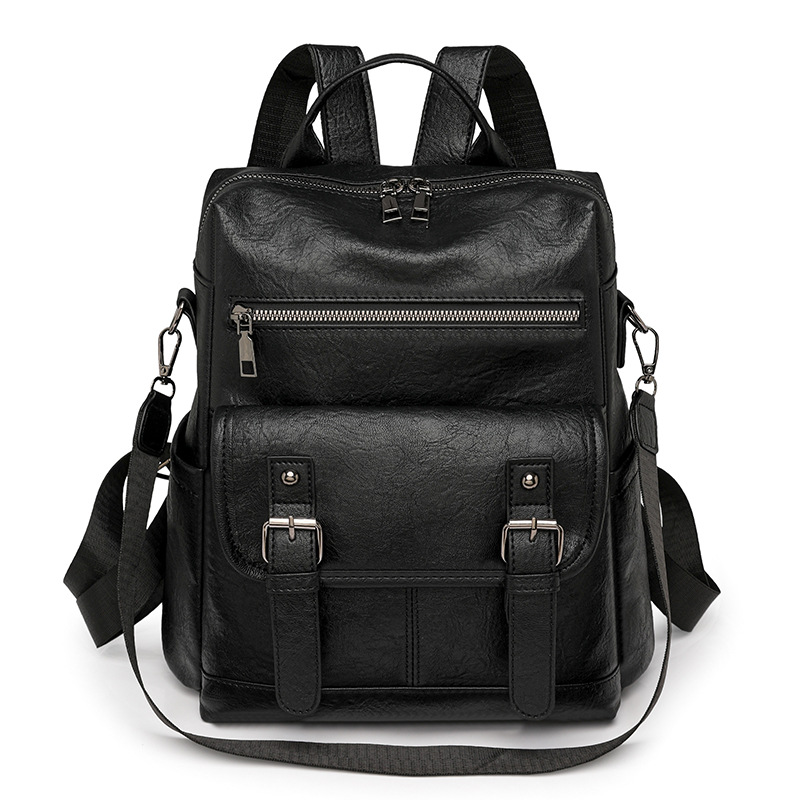2025 new women's double-shoulder bag soft leather tassel multifunctional travel backpack