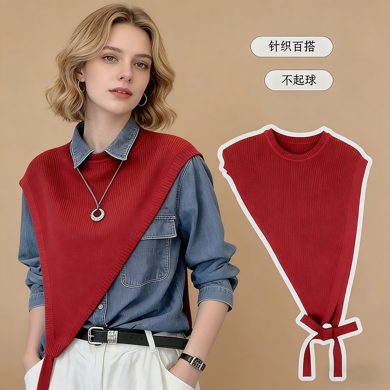Slant edge triangle shawl tie design face-brightening small shawl outer cardigan