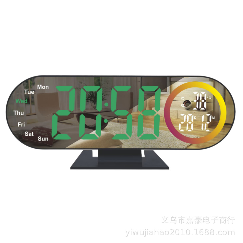 New Colorful Clock Living Room Clock Large Screen LED Digital Alarm Clock Timer Mirror Electronic Clock