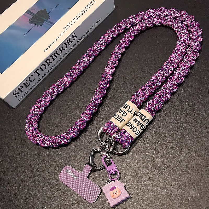 Phone strap crossbody ponytail braided rope outdoor phone strap women's long travel shopping street