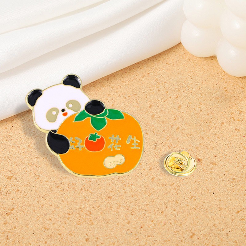 Chinese Style Panda Brooch Cute Animal Bag Badge Clothing Bag Accessory Bamboo Giant Panda Chain Lapel Pin
