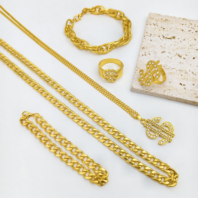Hip-hop dollar full diamond pendant ring necklace pendant accessories