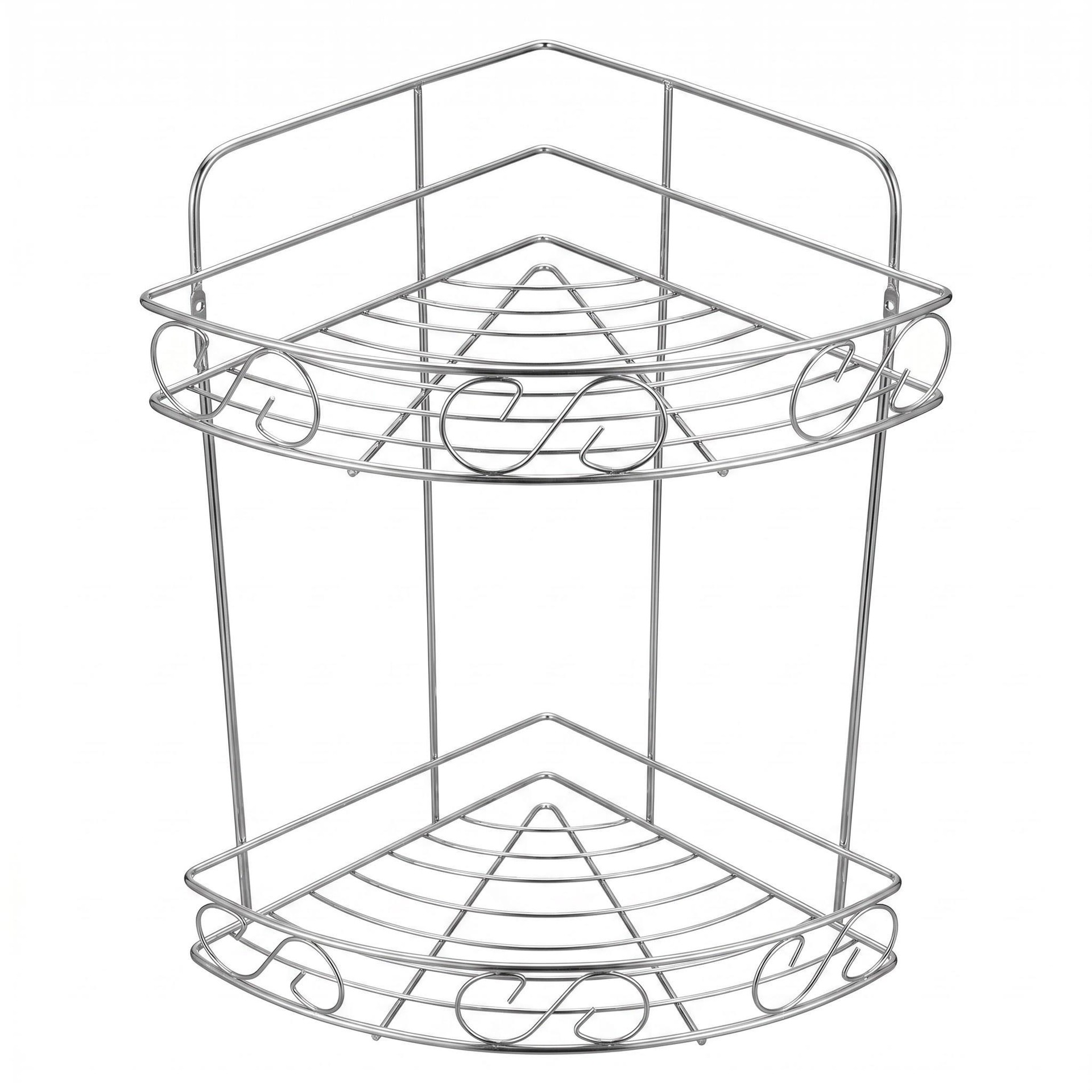 Stainless steel corner storage rack, kitchen spice rack, bathroom double-layer triangular rack, wall-mounted organizer