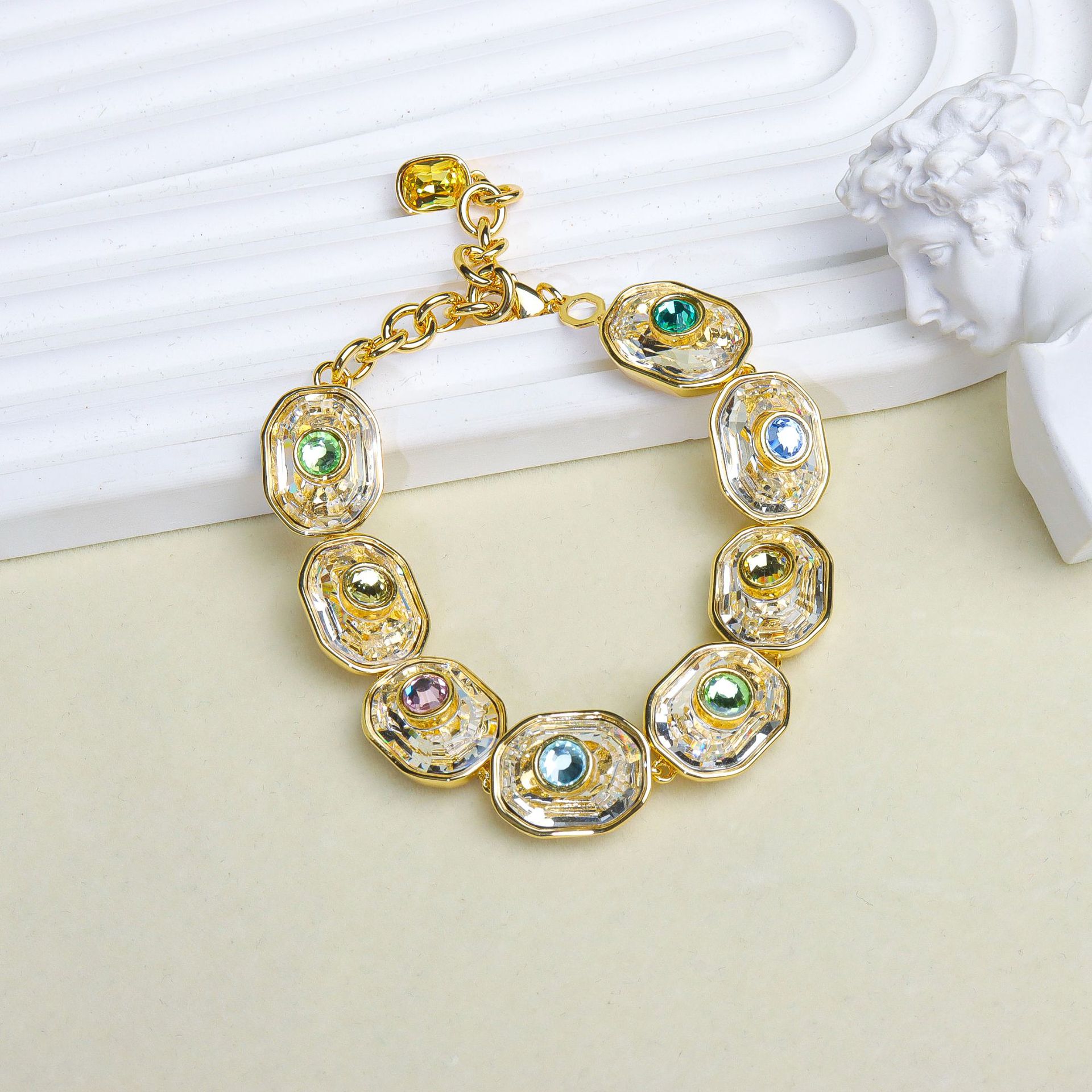 Fresh and sparkling crystal micro-set super shiny bracelet necklace design element set for women