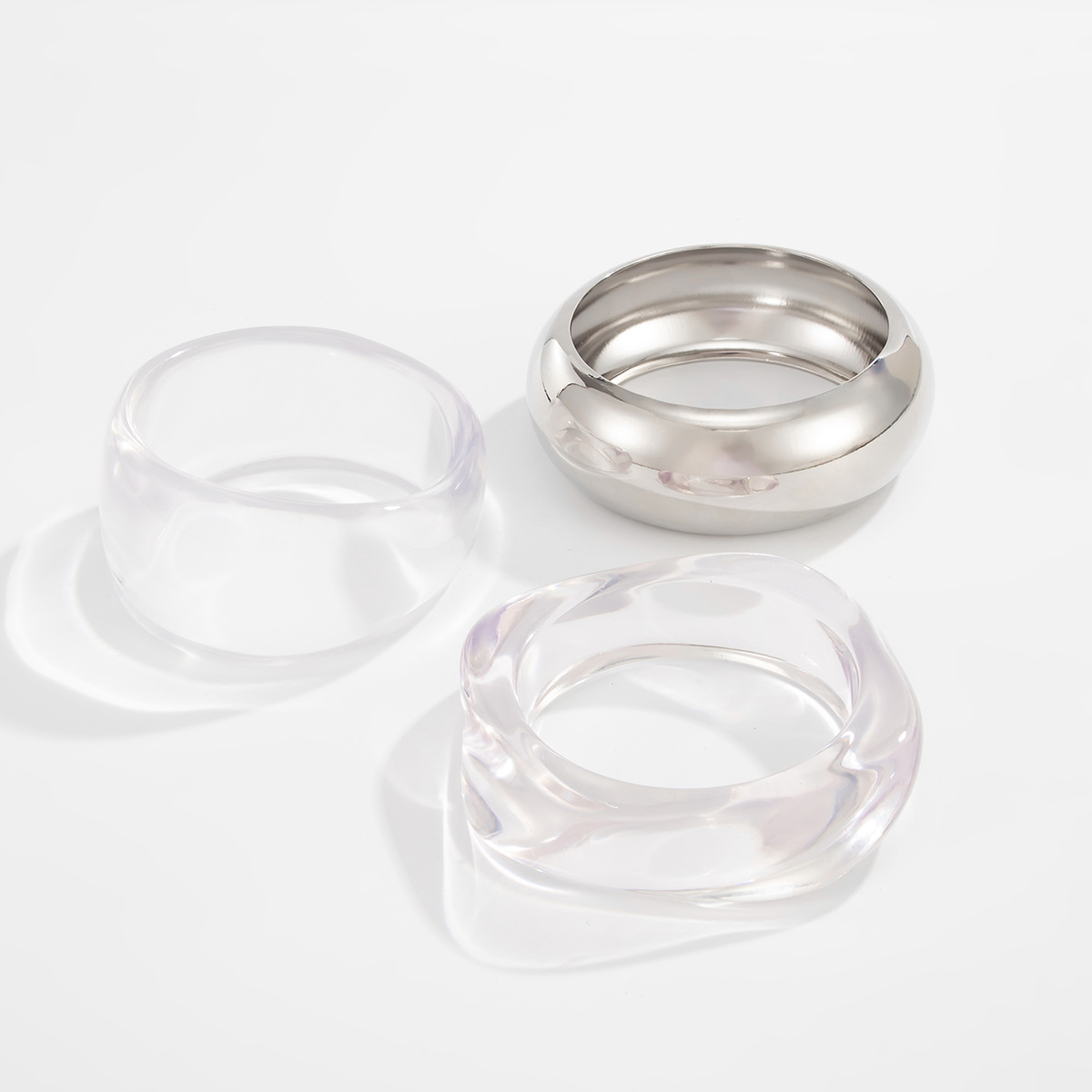 Transparent acrylic wide bangle irregular curved smooth bangle