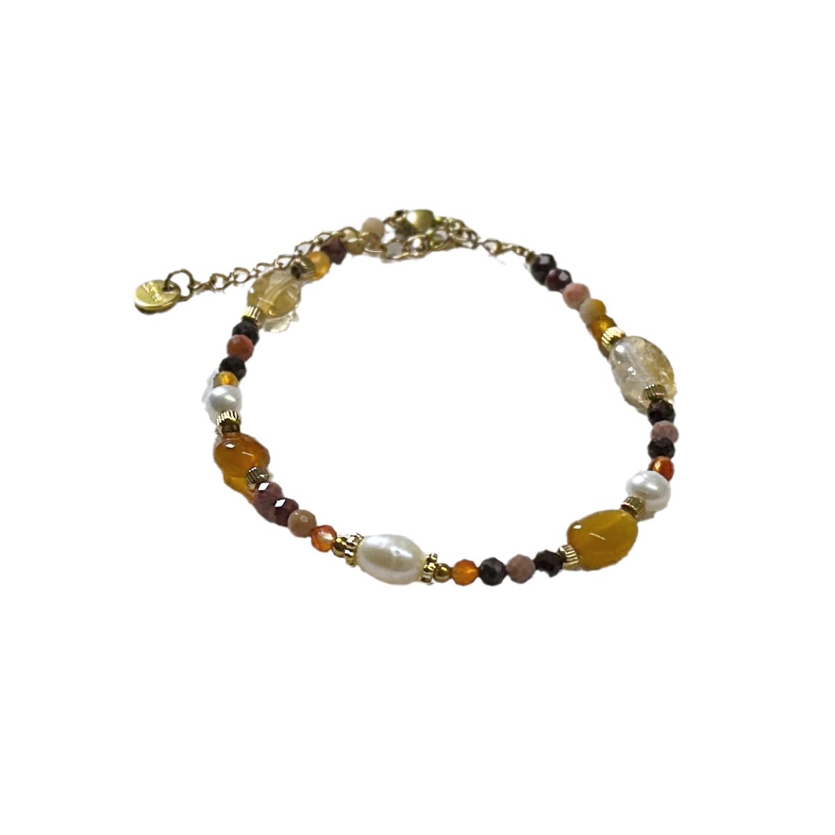 New Chinese Style Natural Stone Freshwater Pearl Crystal Titanium Steel Bracelet Handmade Beaded Agate Dopamine Bracelet