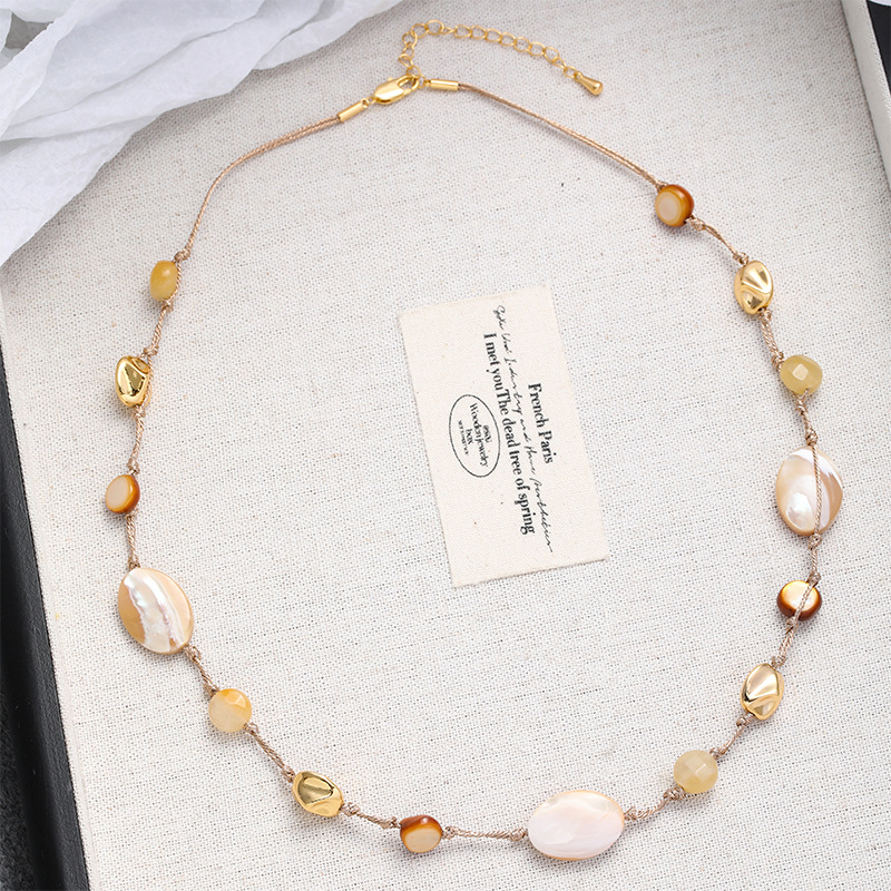 Jewelry Set Abalone Shell Autumn Winter Earring Necklace Set Milad Style Women's Jewelry Set Vintage Jewelry