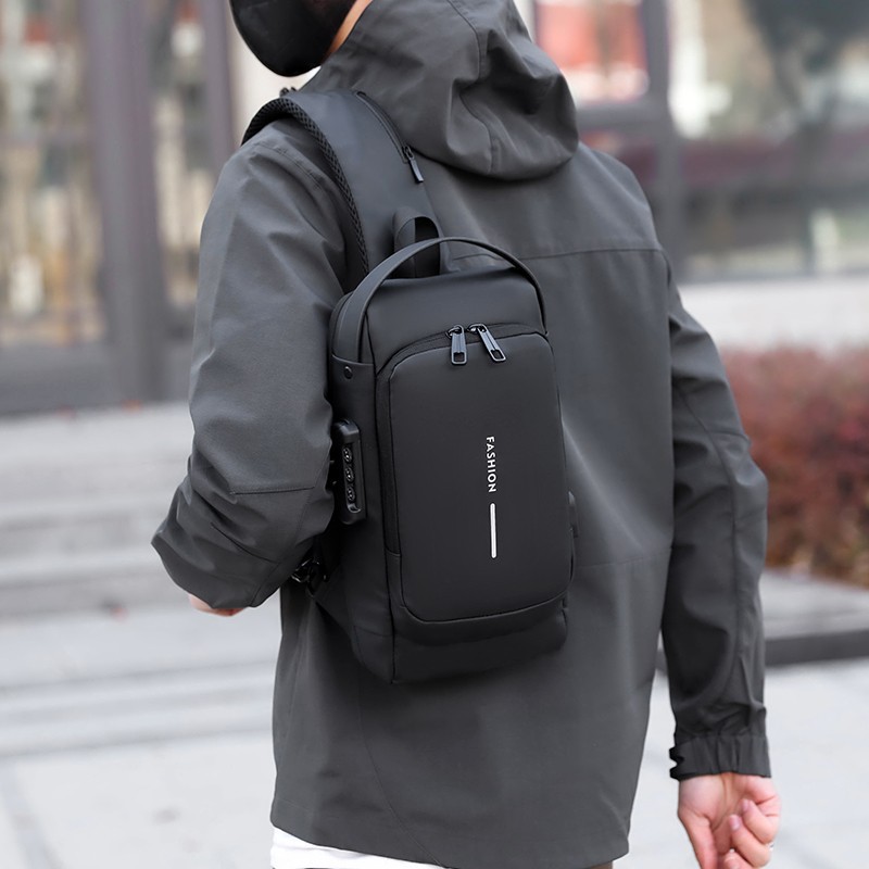 Men's chest bag with combination lock, anti-theft men's shoulder bag, customizable crossbody bag, waist bag, business handbag small