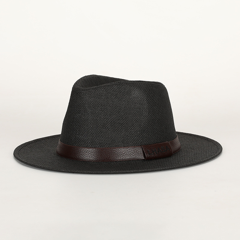 Spring/Summer New Fedora Panama Straw Woven Sun Hat Men's Belt Paper Straw Beach Hat