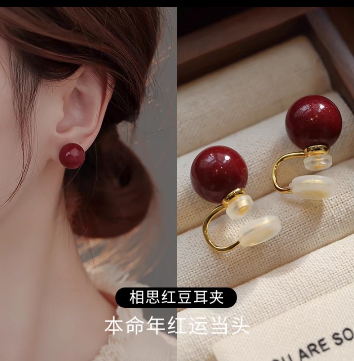 Pearl ear accessories for women ear bone clip no ear holes niche large pearl double-sided earrings ear clip exclusive supply