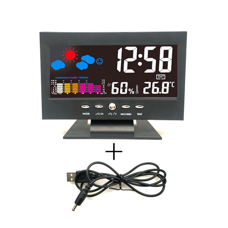 Custom production luminous alarm clock weather color screen weather forecast clock household electronic clock with perpetual calendar desk clock