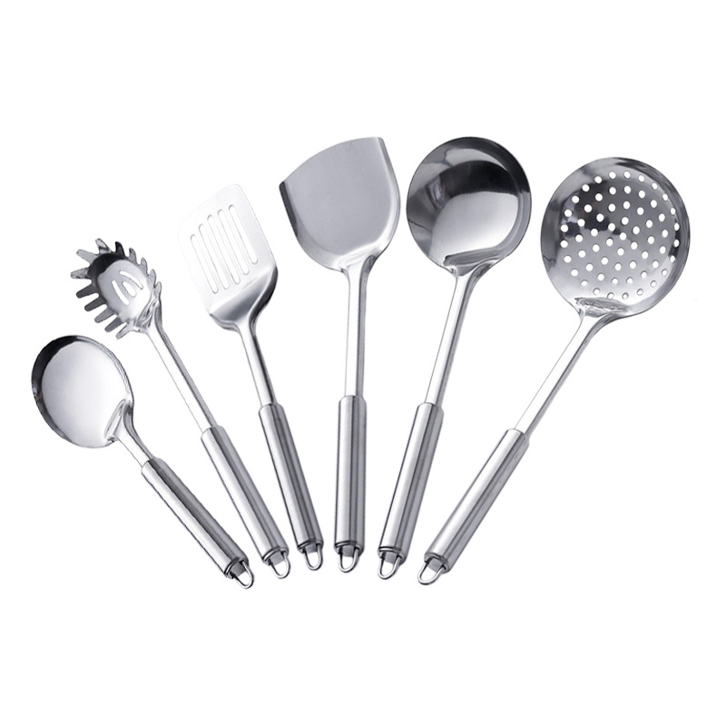 Thickened stainless steel spatula set for home use, soup spoon, high temperature resistant spatula, slotted spoon, kitchen, outdoor, hotel