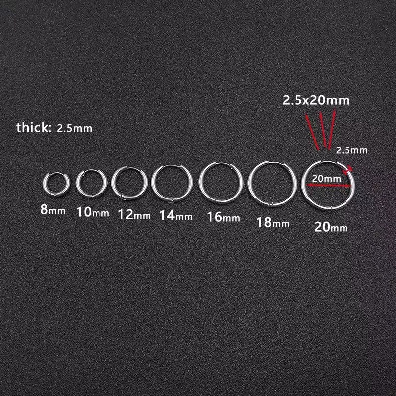 High-quality stainless steel ear clips, non-fading, unisex round earrings, simple ear accessories