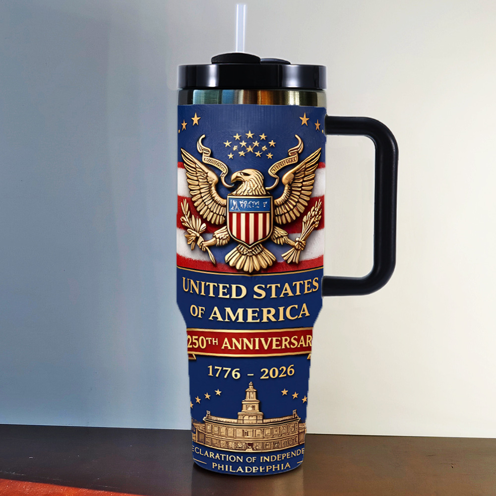 American Independence Day 250th Anniversary 40oz Insulated Tumbler Stainless Steel Cold Cup Car Cup
