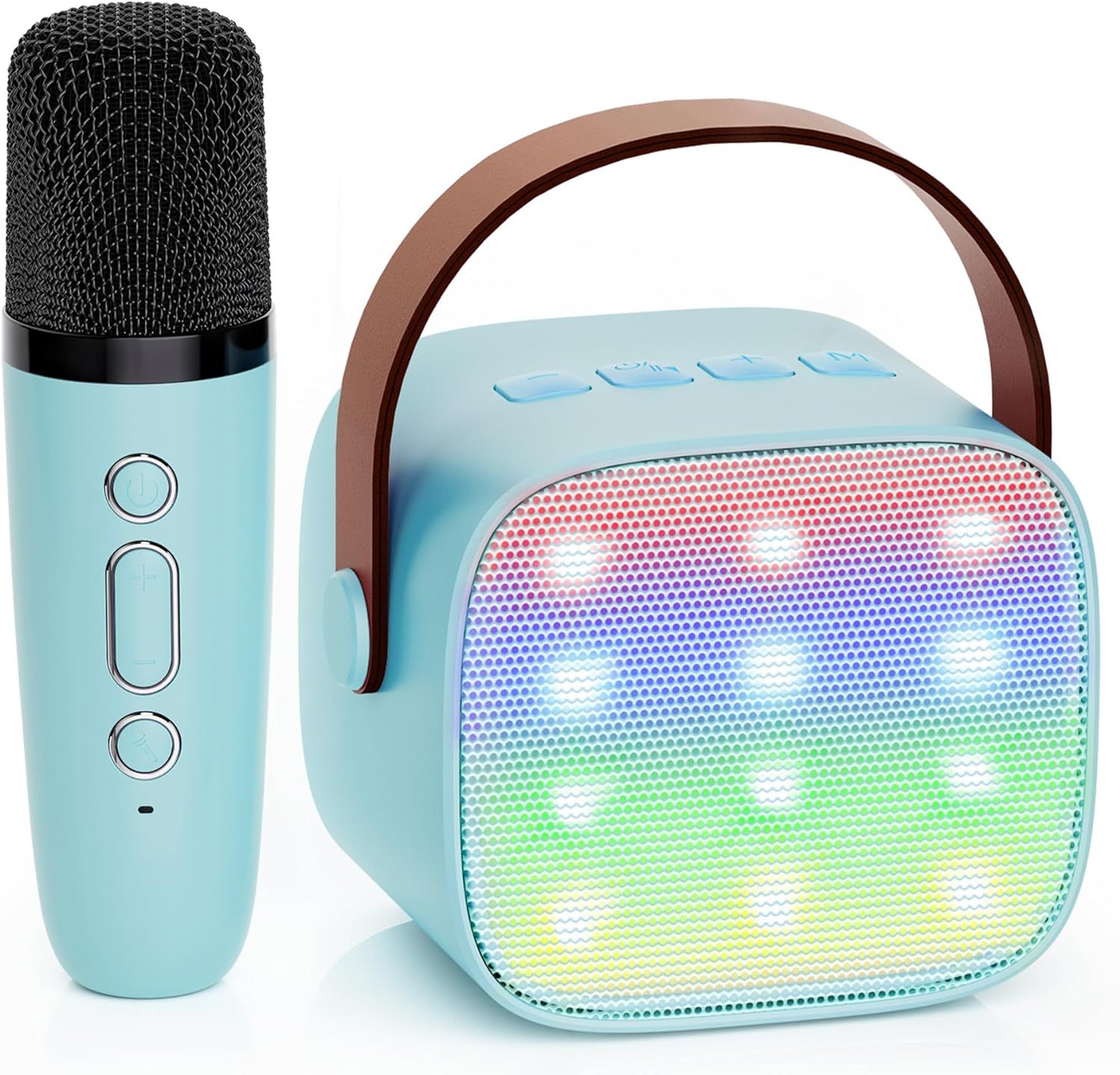 K Song Colorful Audio Microphone LED with Breathing Light Portable Outdoor Home KTV Microphone Set