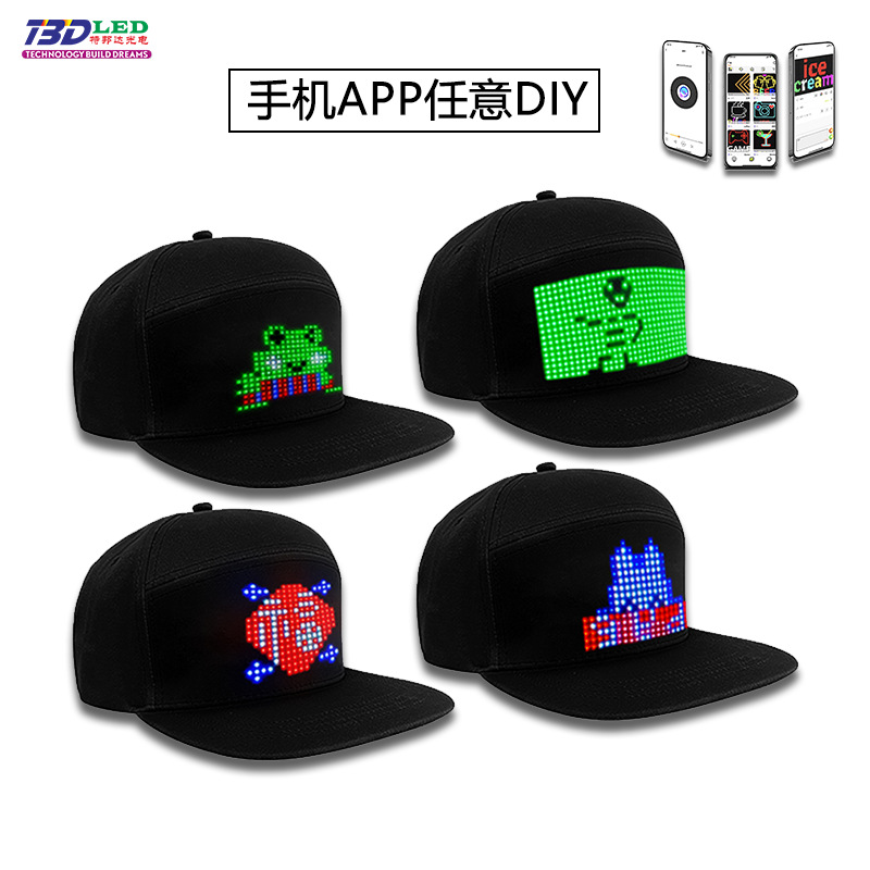 LED Hat Advertising, LED Hat Display, Bluetooth App for Controlling Colorful LED Light-Up Hats