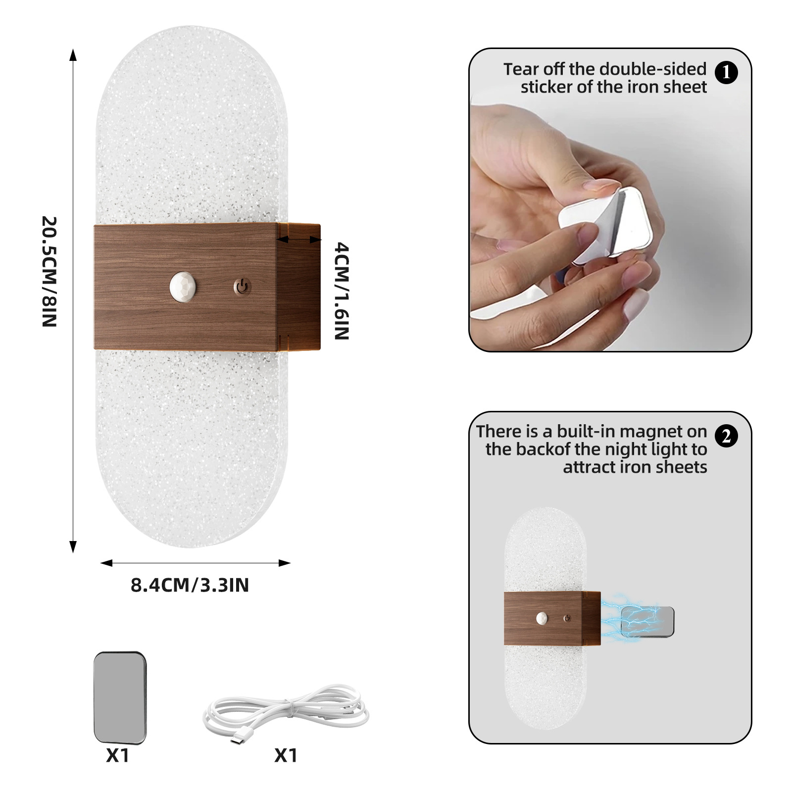 LED Human Body Induction Atmosphere Night Light Charging Magnetic No Wiring Acrylic Decorative Wall Light Smart Induction