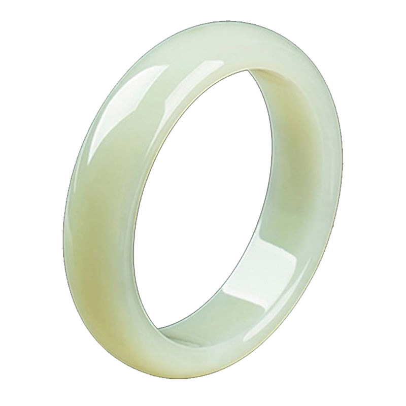 Xinjiang Outer Mongolia Material Tianyu Bracelet Green White Jade Flat Bar Woman High Imitation Jade Jade Bracelet Live Broadcast