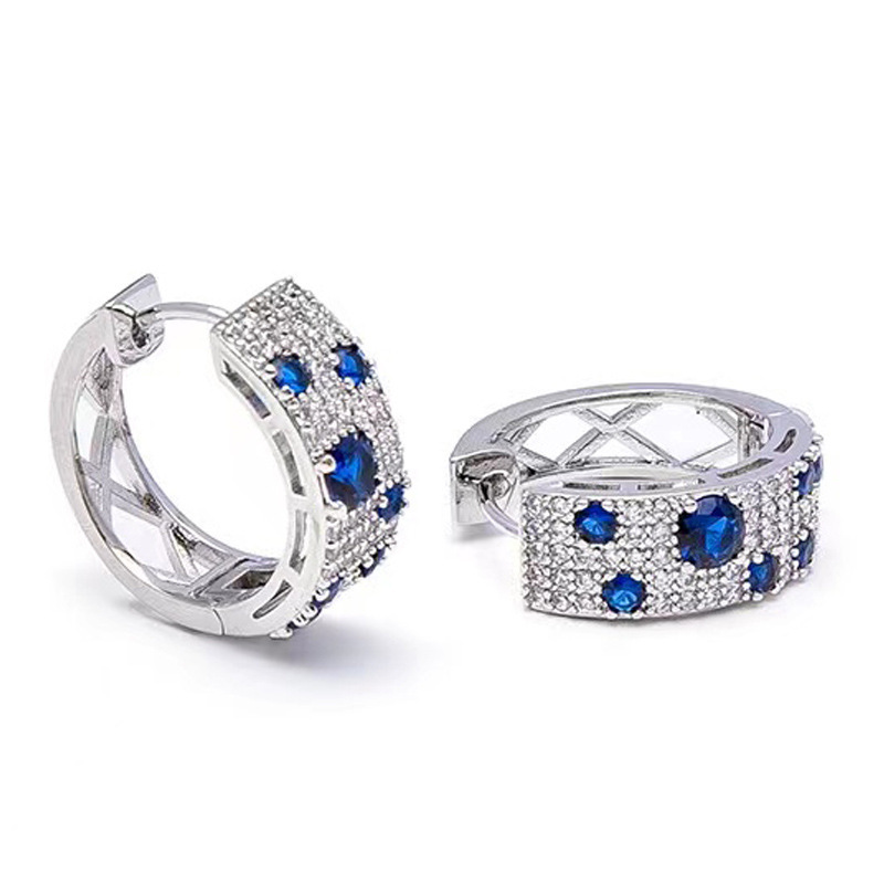 Sapphire blue zircon earring women diamond-like ear hoop earring new