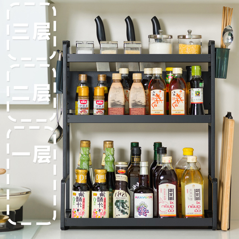 Kitchen seasoning rack, oil, salt, soy sauce, vinegar seasoning storage rack, knife holder, seasoning rack