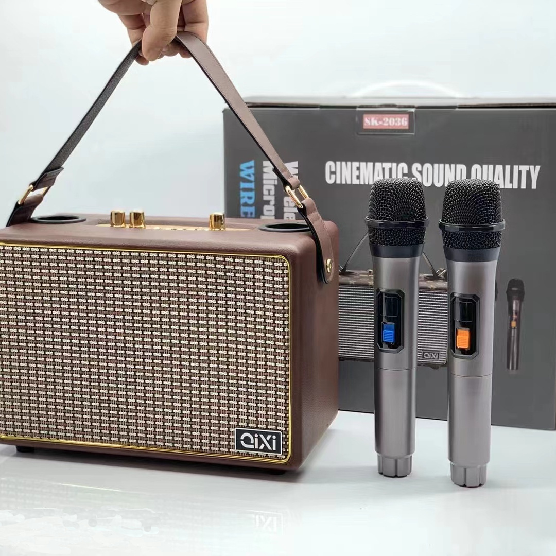 SK-2036 wireless microphone karaoke audio microphone dual-person chorus Bluetooth speaker mobile wireless microphone