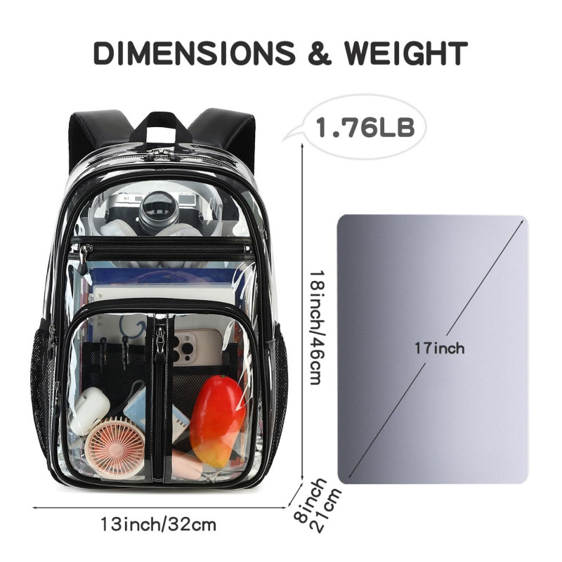 2026 New Transparent Backpack Men's Women's Student School Bag Large Capacity TPU Waterproof Multifunctional Backpack Casual