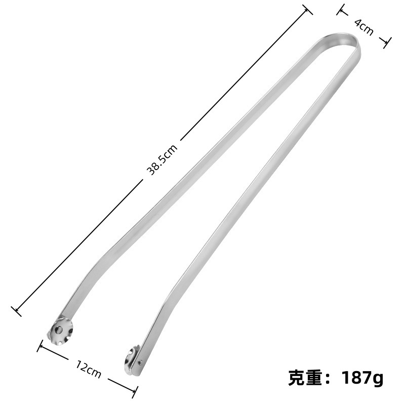 Extended Food Tongs Stainless Steel Thickened Frying Pan Steak Tongs Plum Blossom Print Sausage Tongs Salad Tongs