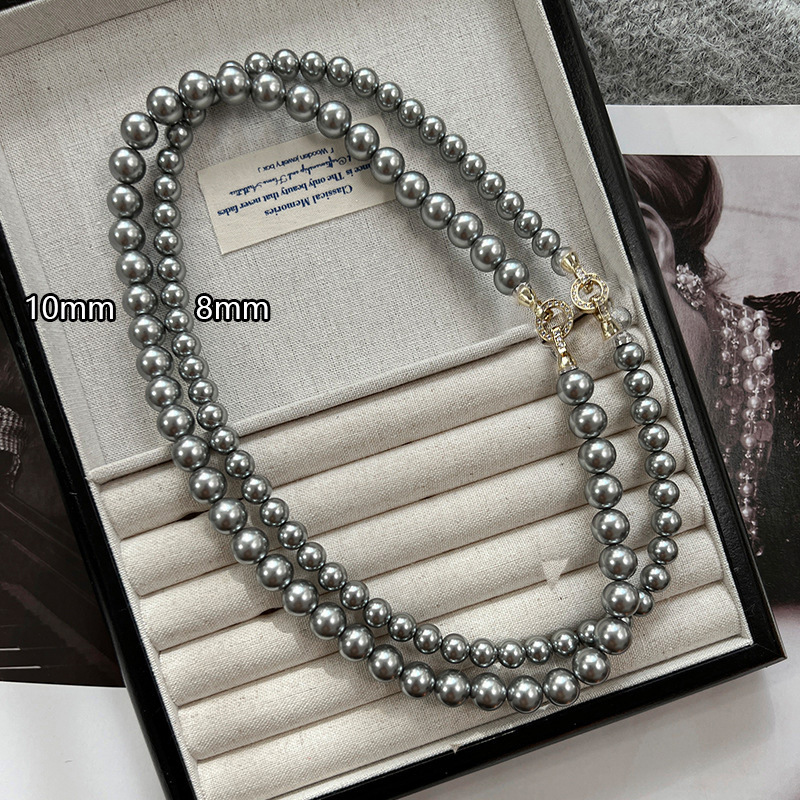 Natural deep sea shell pearl necklace women's small collarbone chain beads