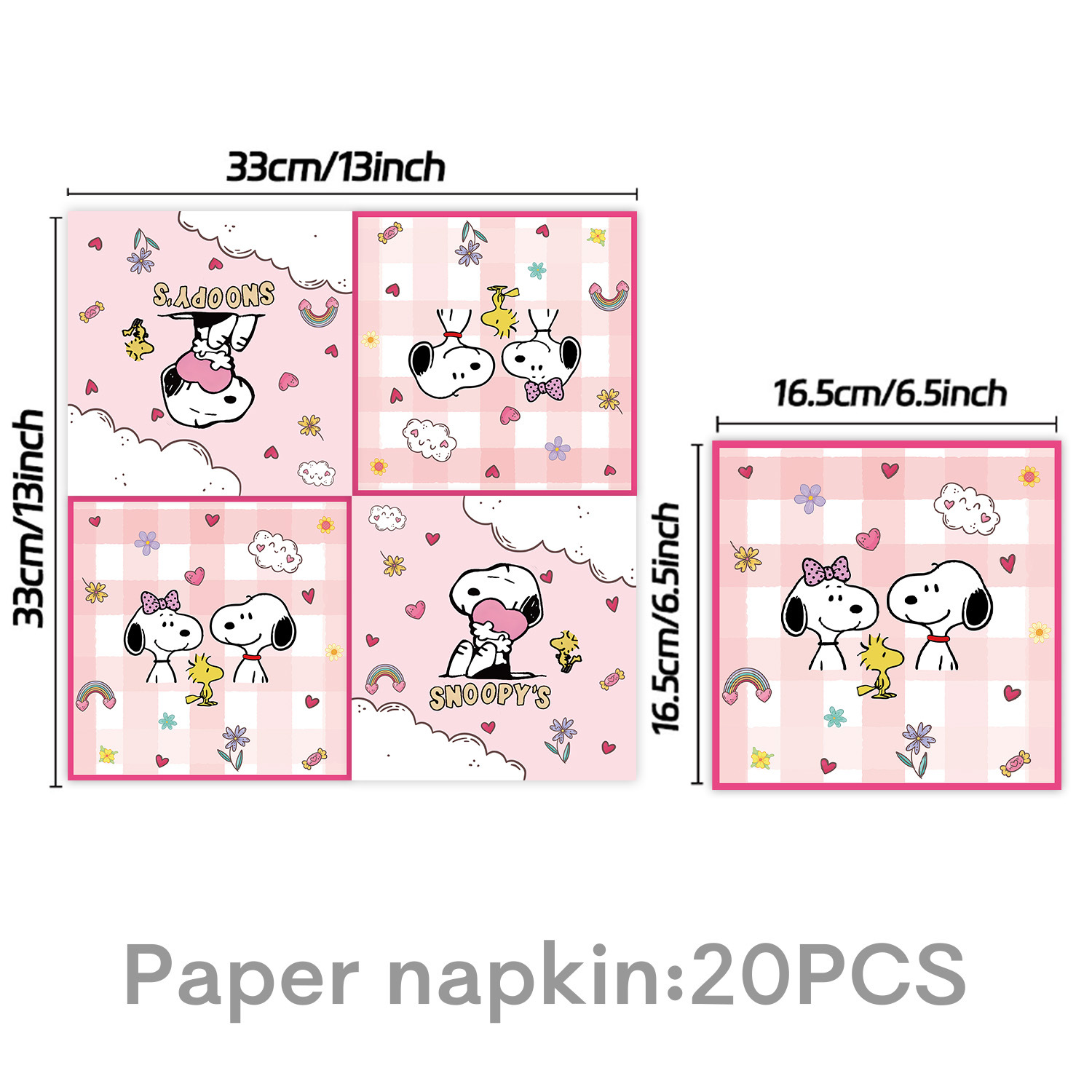 New Pink Snoopy Theme Party Tableware Disposable Paper Plate Napkin Paper Cup Tablecloth Bunting Flag Decoration