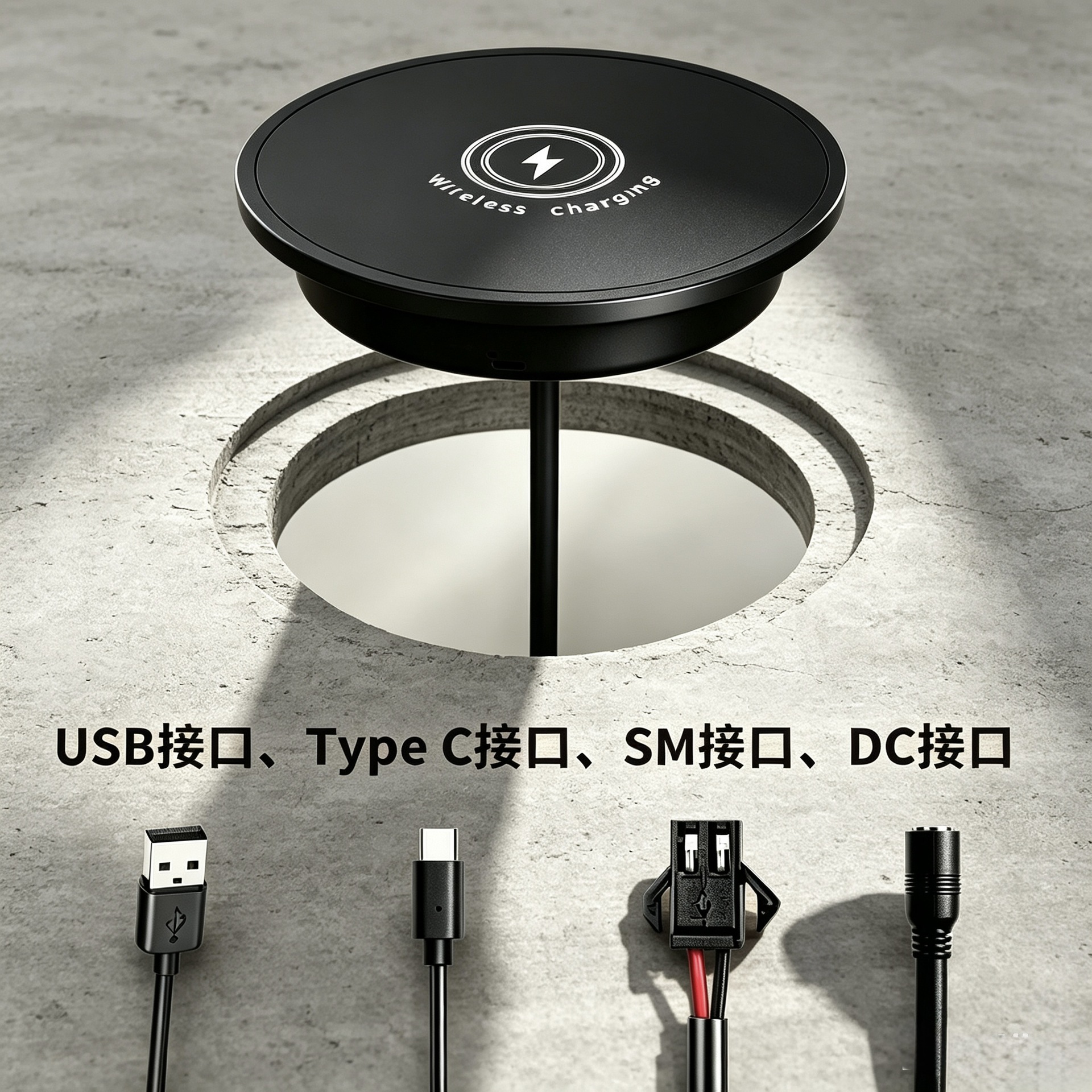 Smart home desktop embedded wireless charger magnetic 15W fast charging furniture work clothes wireless charger