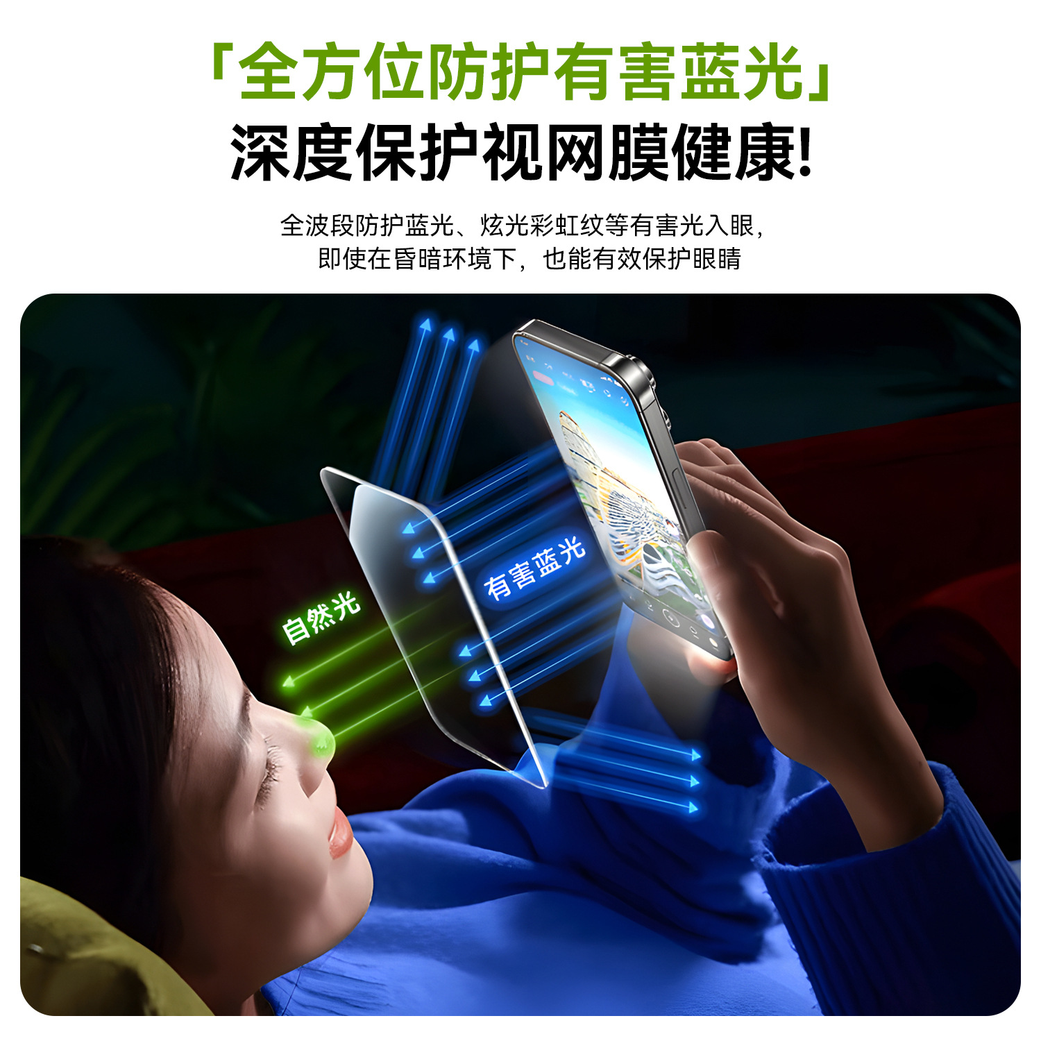 Eye Care Soft Light Film for Apple 17 Phone 16 Tempered Glass Film with Dust-Free Sticker HD Anti-Glare Anti-Blue Reflective Light