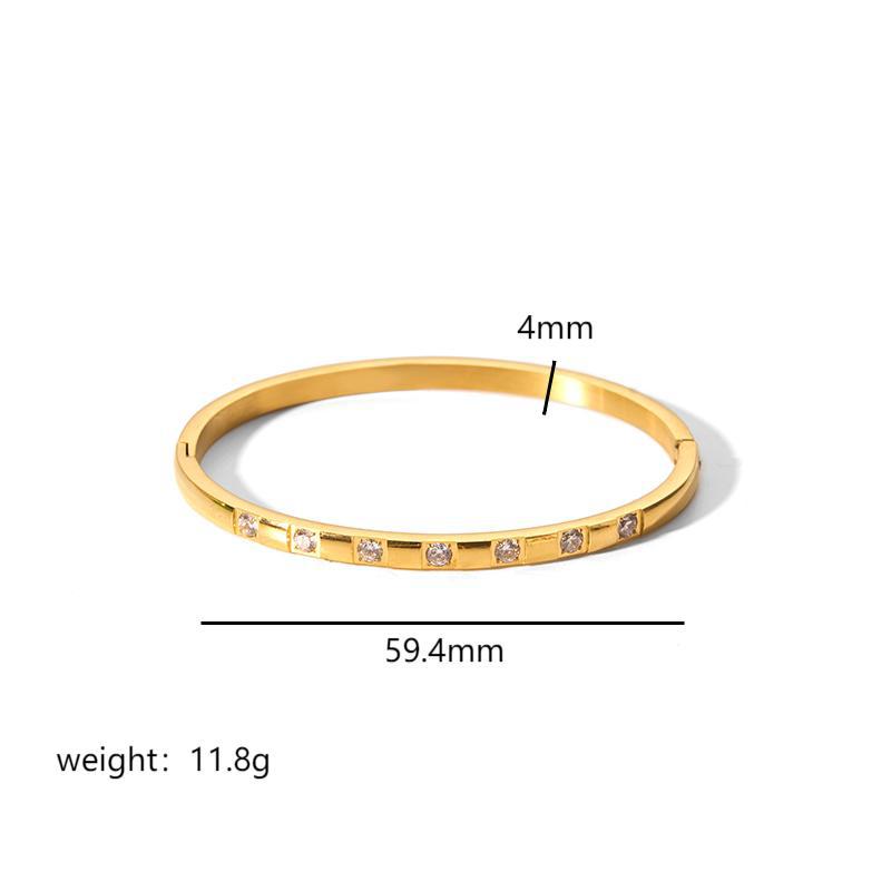 Titanium steel bracelet six-pointed star buckle bracelet women 18k gold plated stainless steel inlaid zircon ring