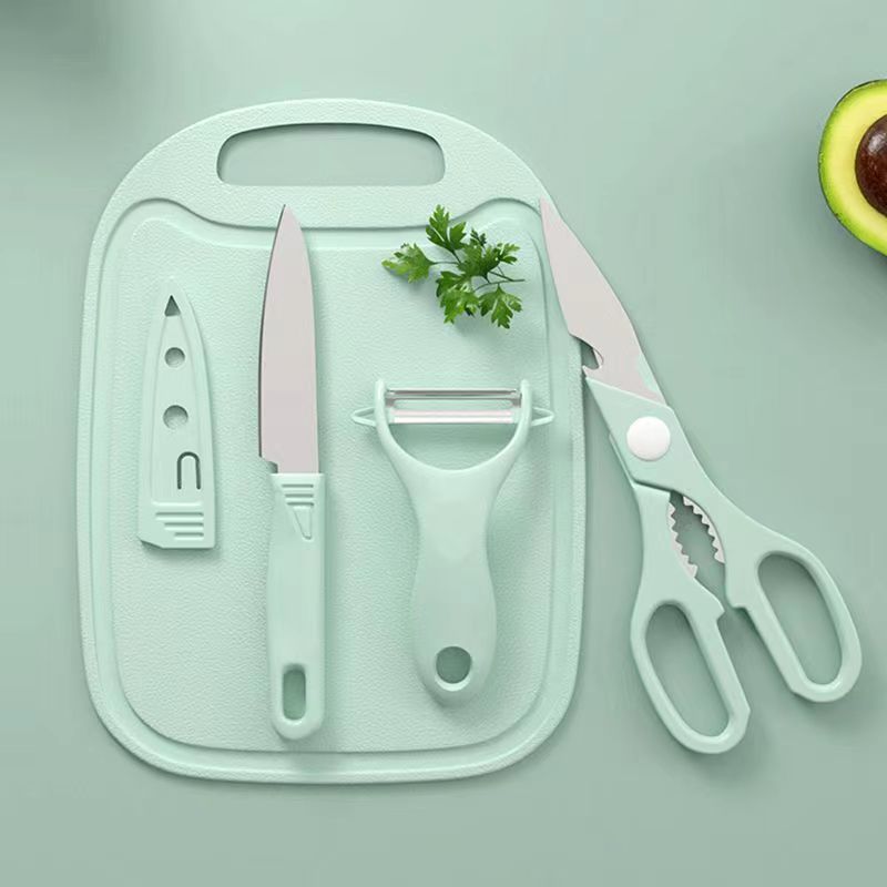 Yangjiang Knife Simple Gift Set Stainless Steel Fruit Knife Cutting Board Scissors Peeler Kitchen Household Four-Piece Set