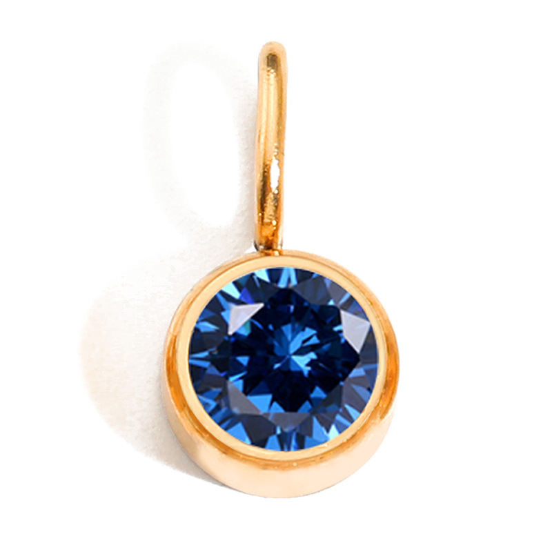 eManco Stainless Steel Jewelry Accessories 8mm Birthstone Pendant DIY Jewelry Accessories Colored Rhinestone Charm