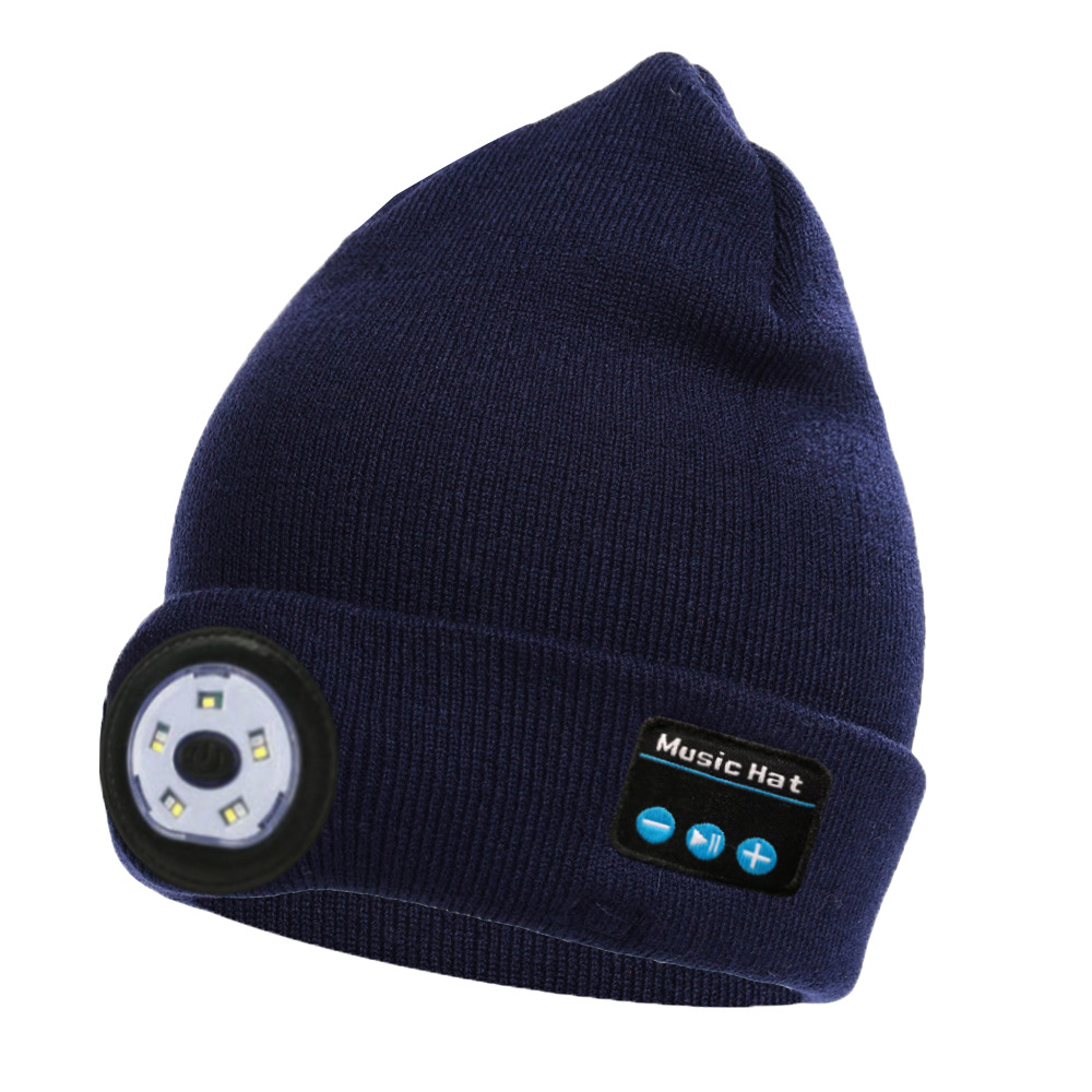 Wireless Bluetooth Headset LED Lamp Hat Night Running Lighting Red Blue Flashing Warning Light Hat Outdoor Night Running