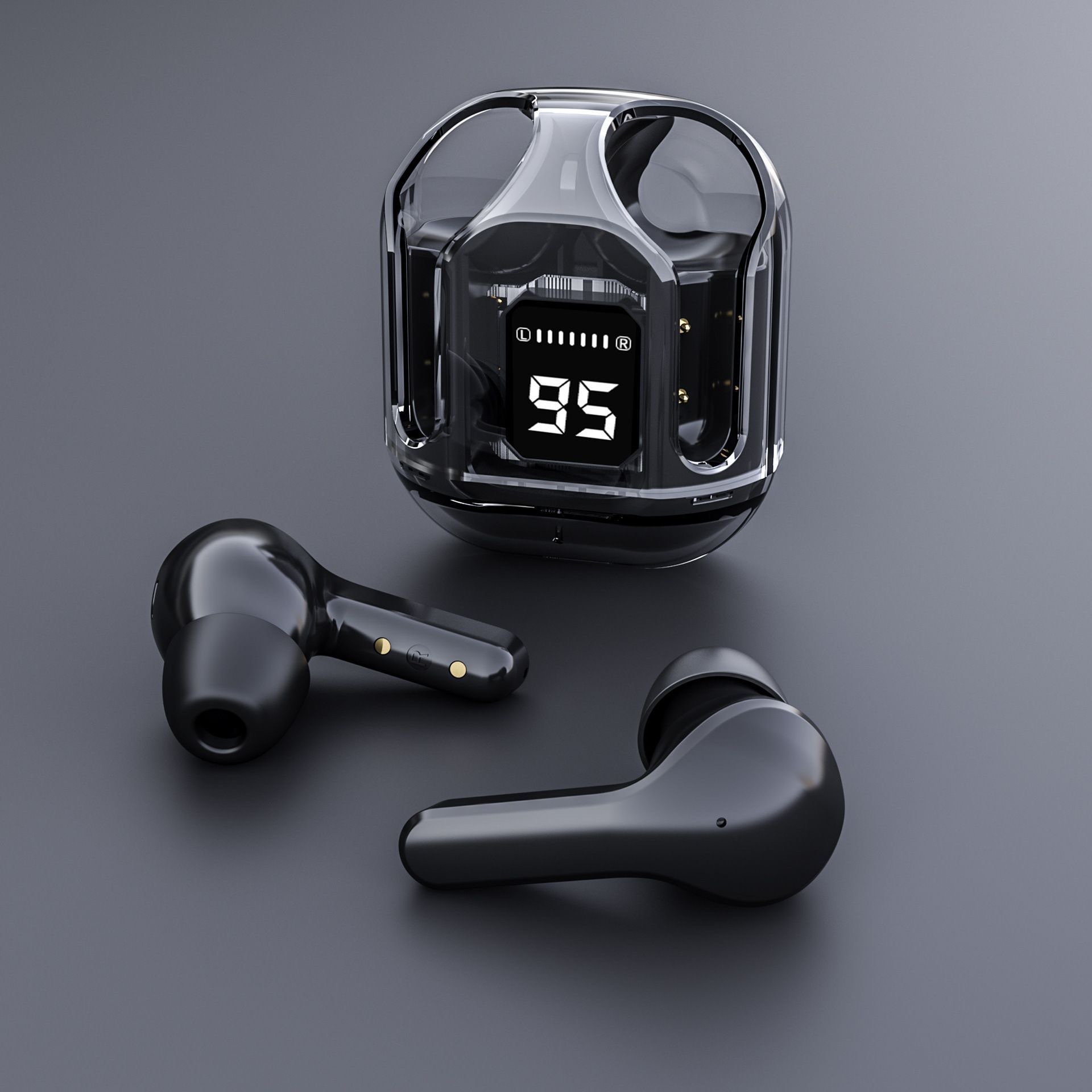 new transparent high sound quality wireless bluetooth earphones ultra-long battery life large capacity powerful