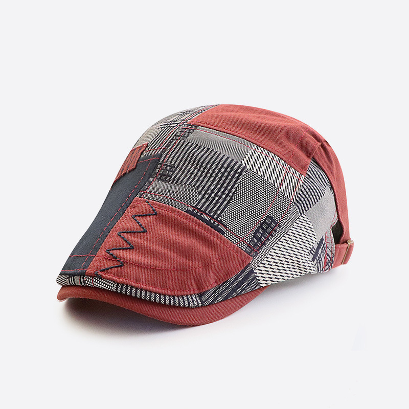 New patchwork plaid niche cap for women, summer sun-protective hat, men's forward cap