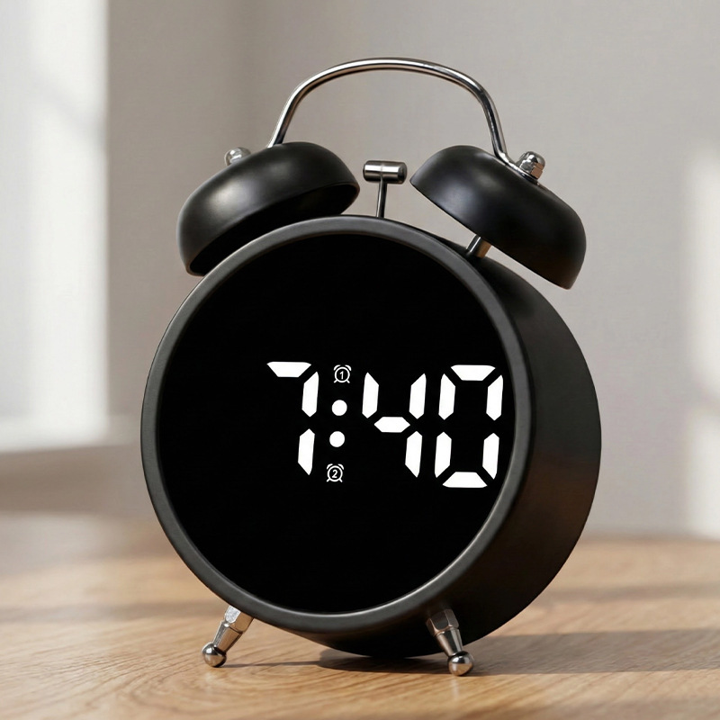 Indoor super silent children electronic alarm clock learning special digital LED display metal ringing small alarm clock