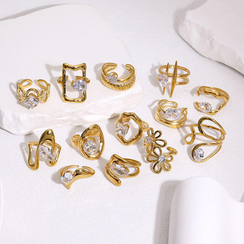 18k gold-plated titanium steel open ring stainless steel ring hand jewelry
