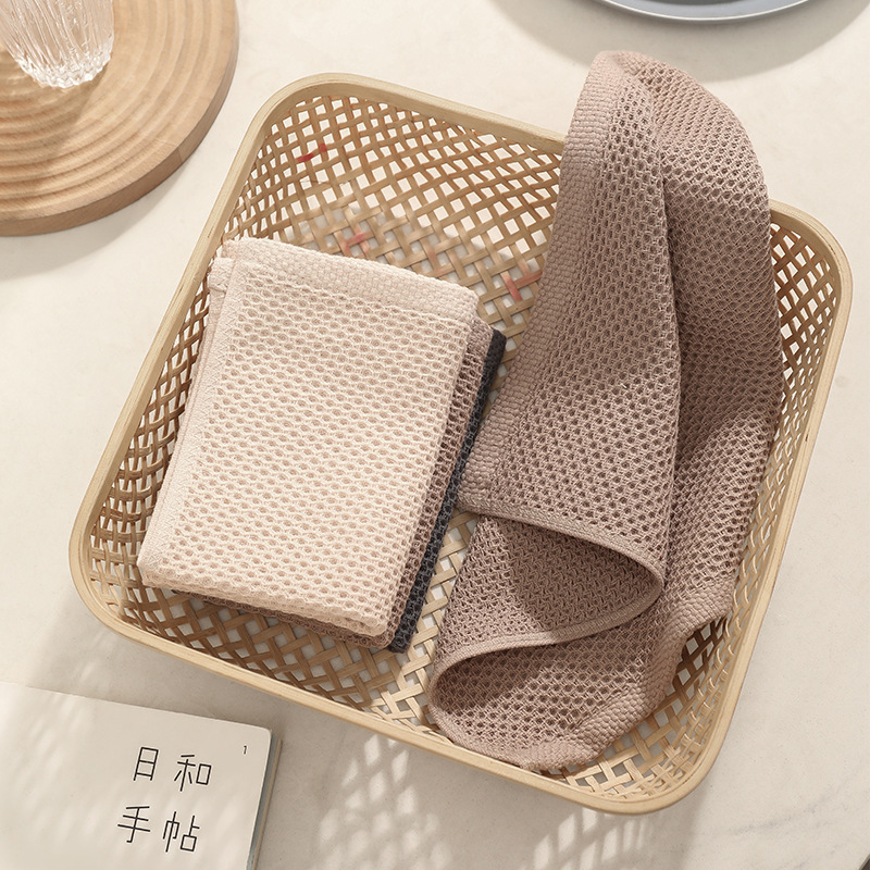 Dishcloth Cotton Square Towel Dishcloth Hand Towel Tea Towel Daily Honeycomb Absorbent Cotton Breathable Kitchen Clean Non-greasy