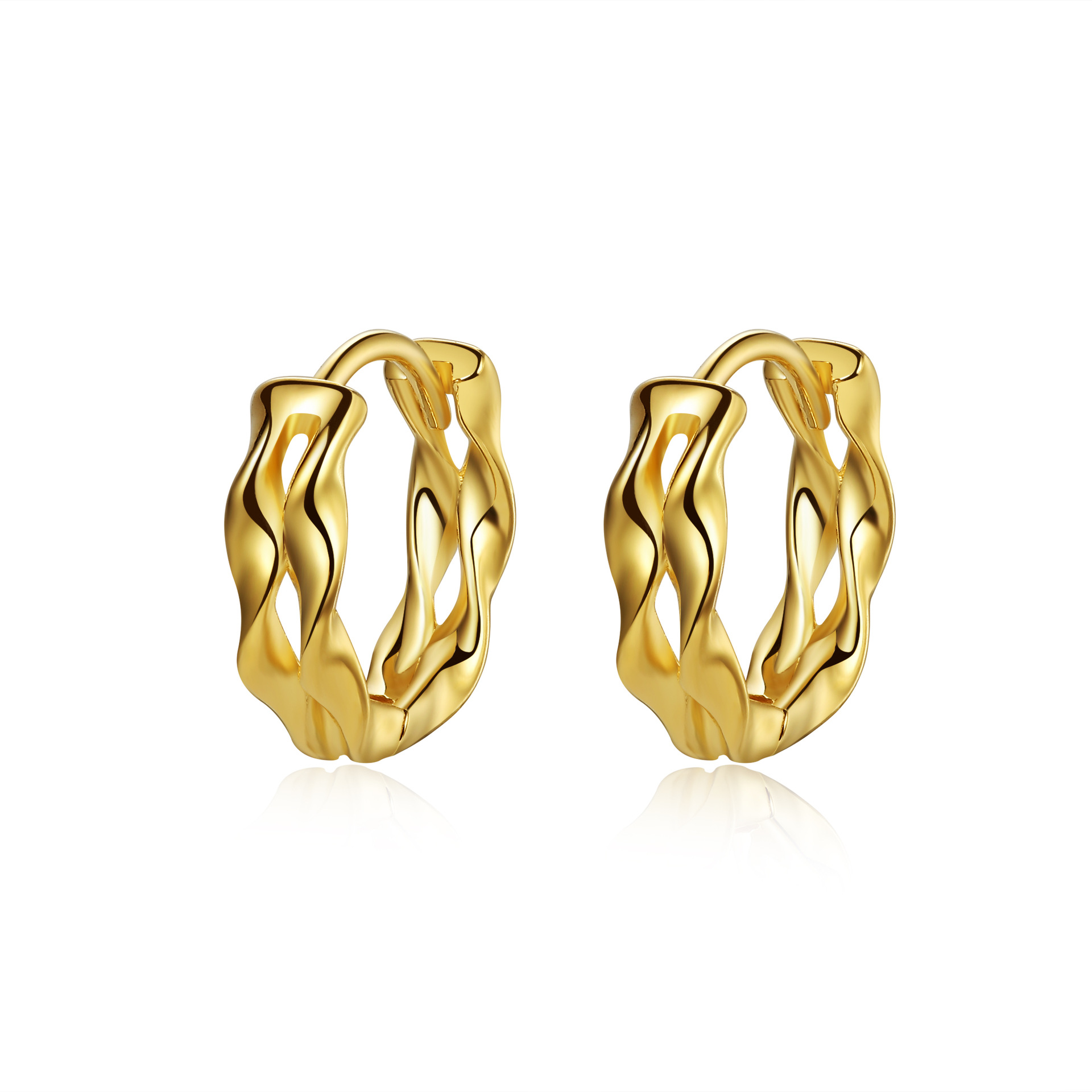 Hollow Mobius silver earrings, simple new twisted gold earrings