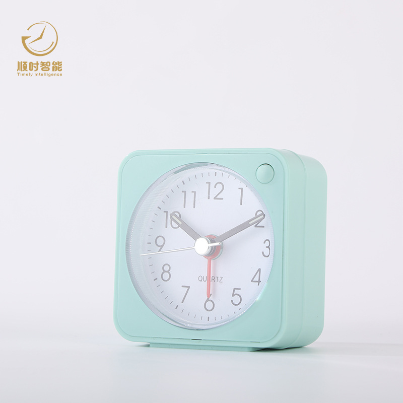 New travel small square alarm clock, acrylic transparent shell ABS shell quartz bell clock