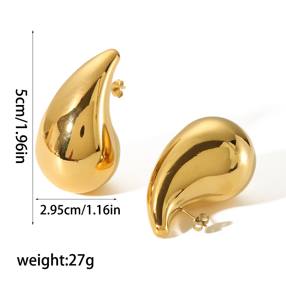 Chubby hollow drop earrings stainless steel earrings 18k gold geometric ear stud earrings