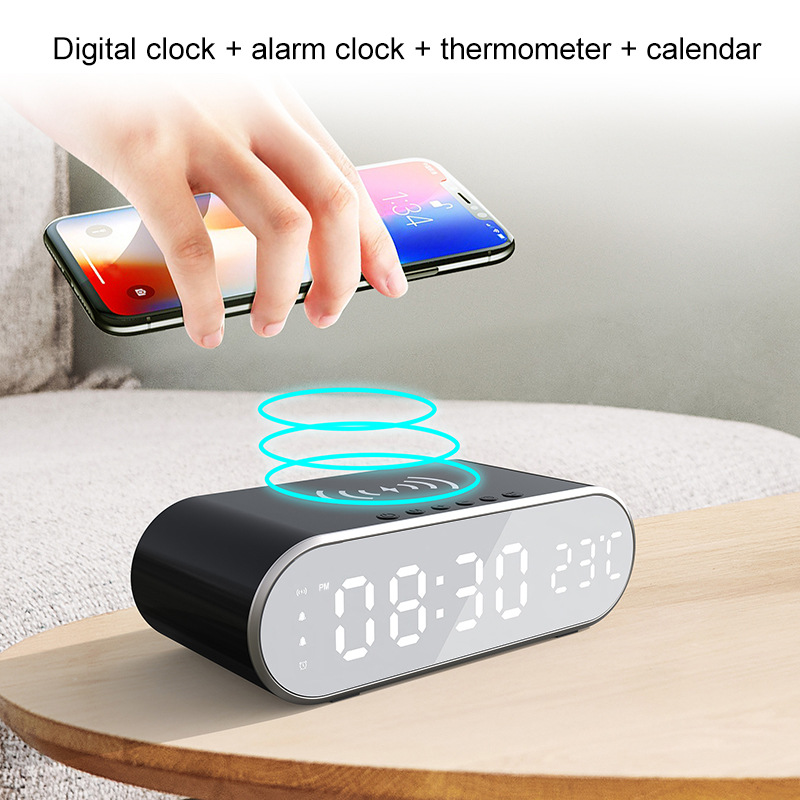 2026 New 15W Thermometer Wireless Charger Clock Wireless Charger Snooze Alarm Clock Wireless Charger