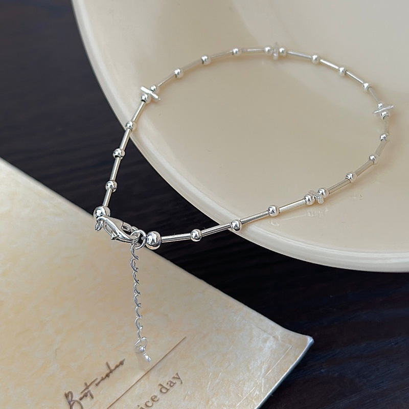 S925 sterling silver beaded bracelet simple basic jewelry