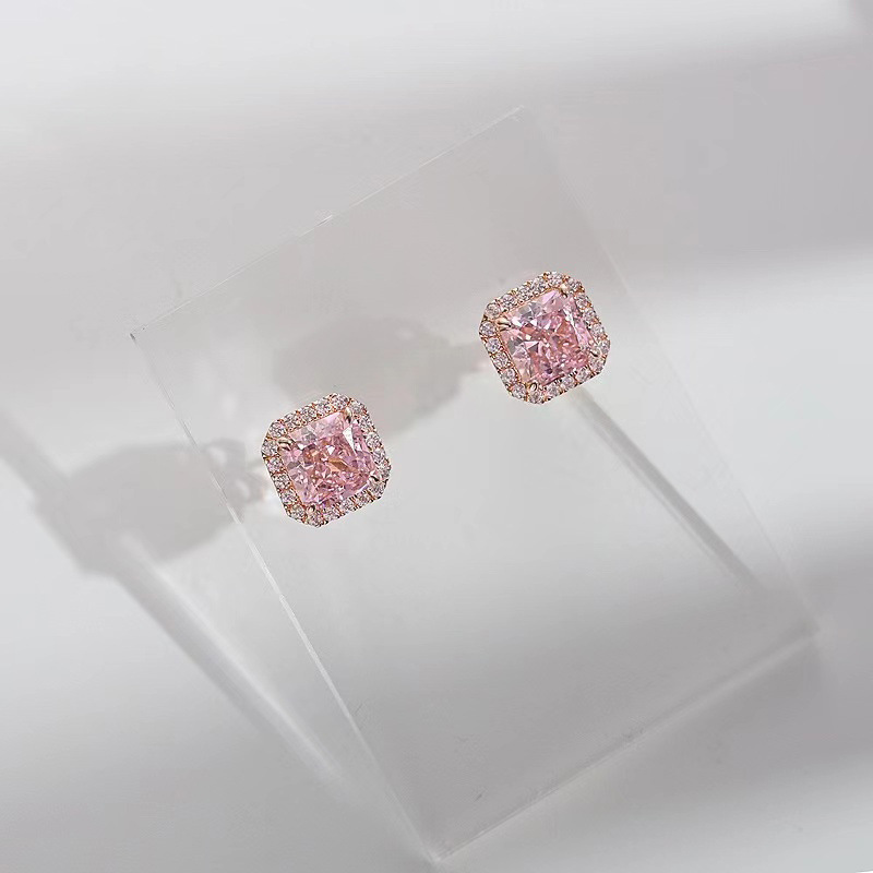 S925 silver needle ear studs women geometric sugar cube ear accessories commuter style ear drops