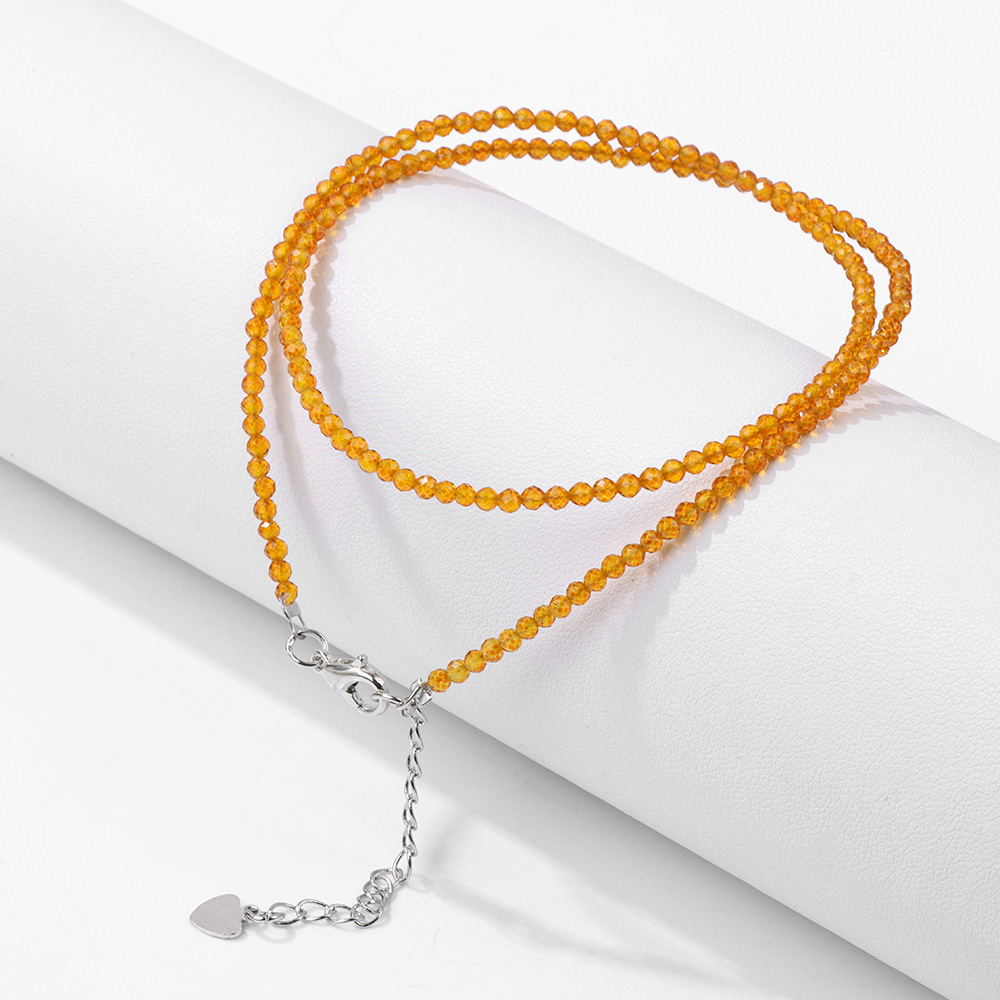2mm stone bead thin necklace unisex simple single layer multi-color best friend gift collarbone chain