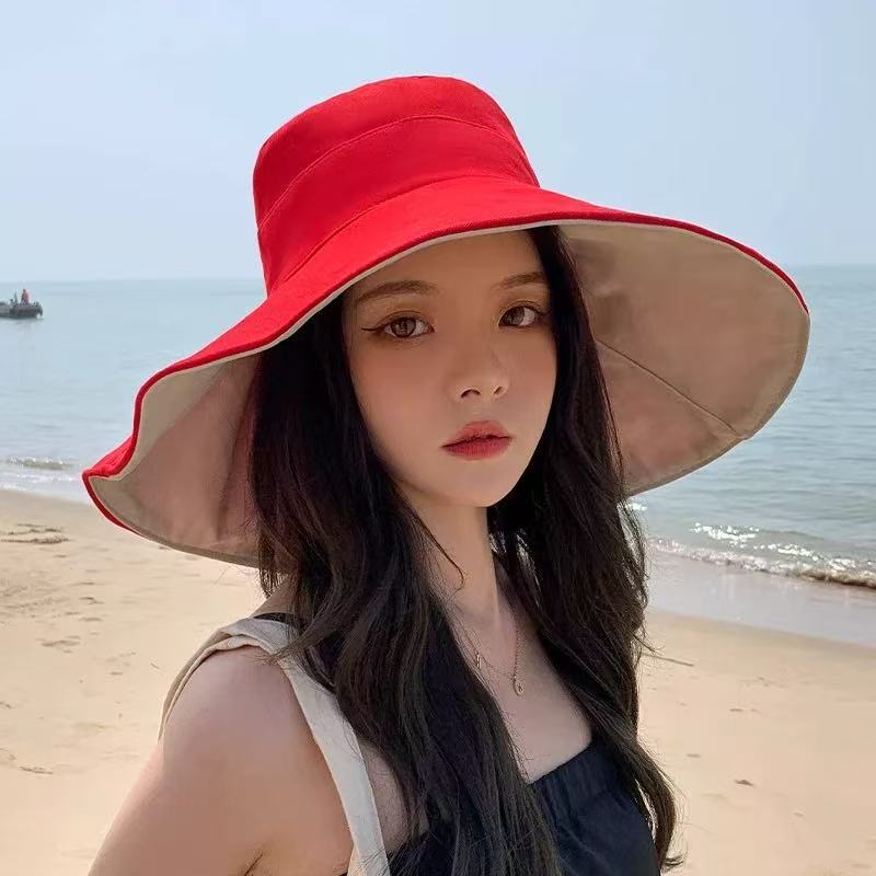 Summer New Outdoor Quick-Dry Hiking Hat for Women, Drawstring Sun Protection Fisherman Hat, Denim Hat, Face Slimming, Embroidered Basin Hat